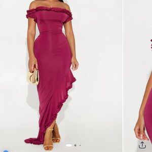 Andrea Ruffle Maxi Dress - Magenta